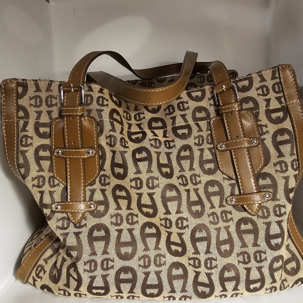 Etienne Aigner Brown Logo Canvas Tote Bag
